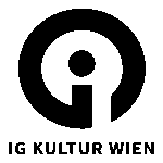 IG Kultur Wien (Logo: Ein um 90 Grad nach rechts gedrehtes G mit einem Punkt drin, sodass der Querstrich des G wie ein i aussieht)